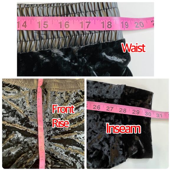 Juicy Couture Black Crushed Velvet Faux Leather Drawstring Waist Y2K Joggers XL - Picture 10 of 10